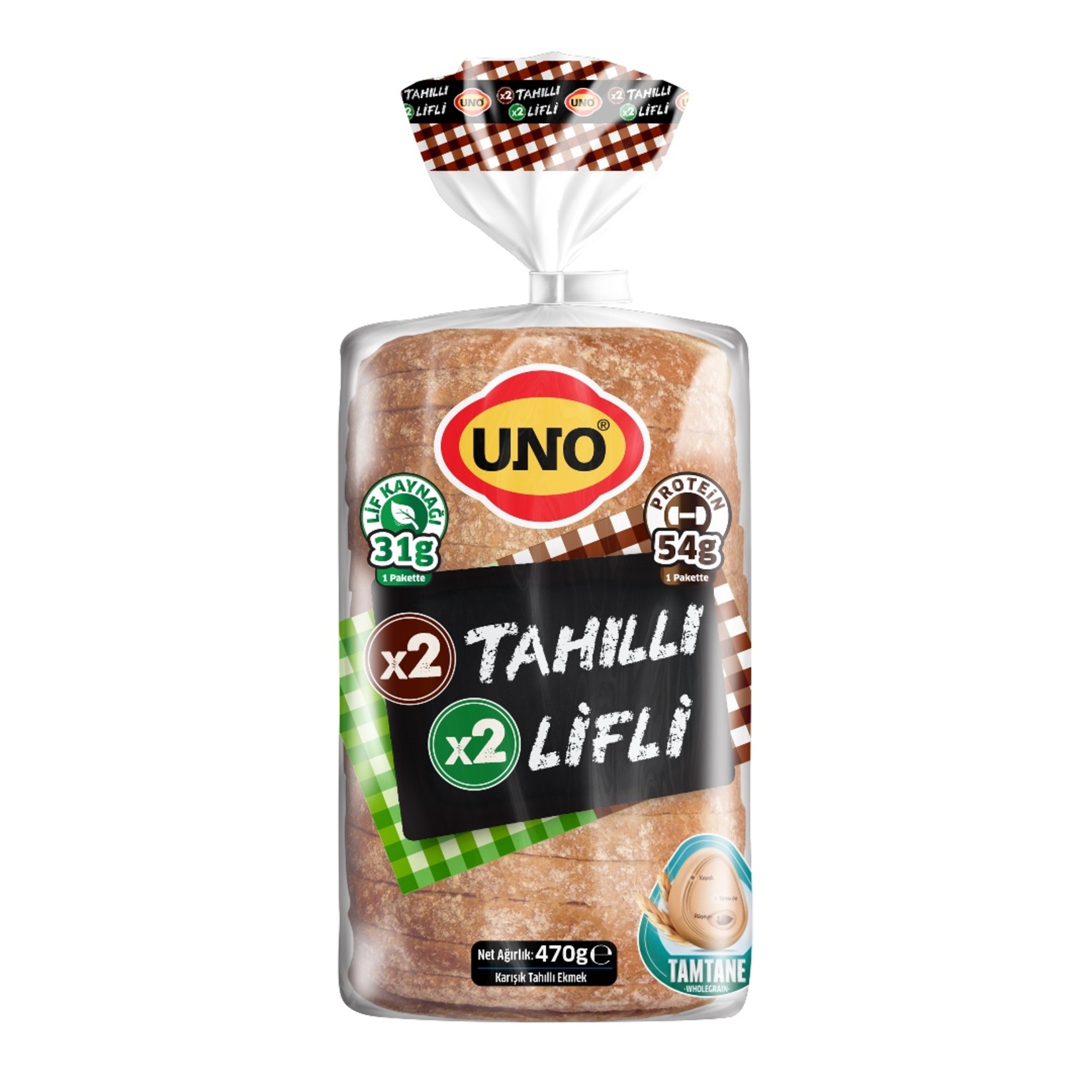 Uno İki Kat Tahıllı İki Kat Lifli Tava Ekmeği