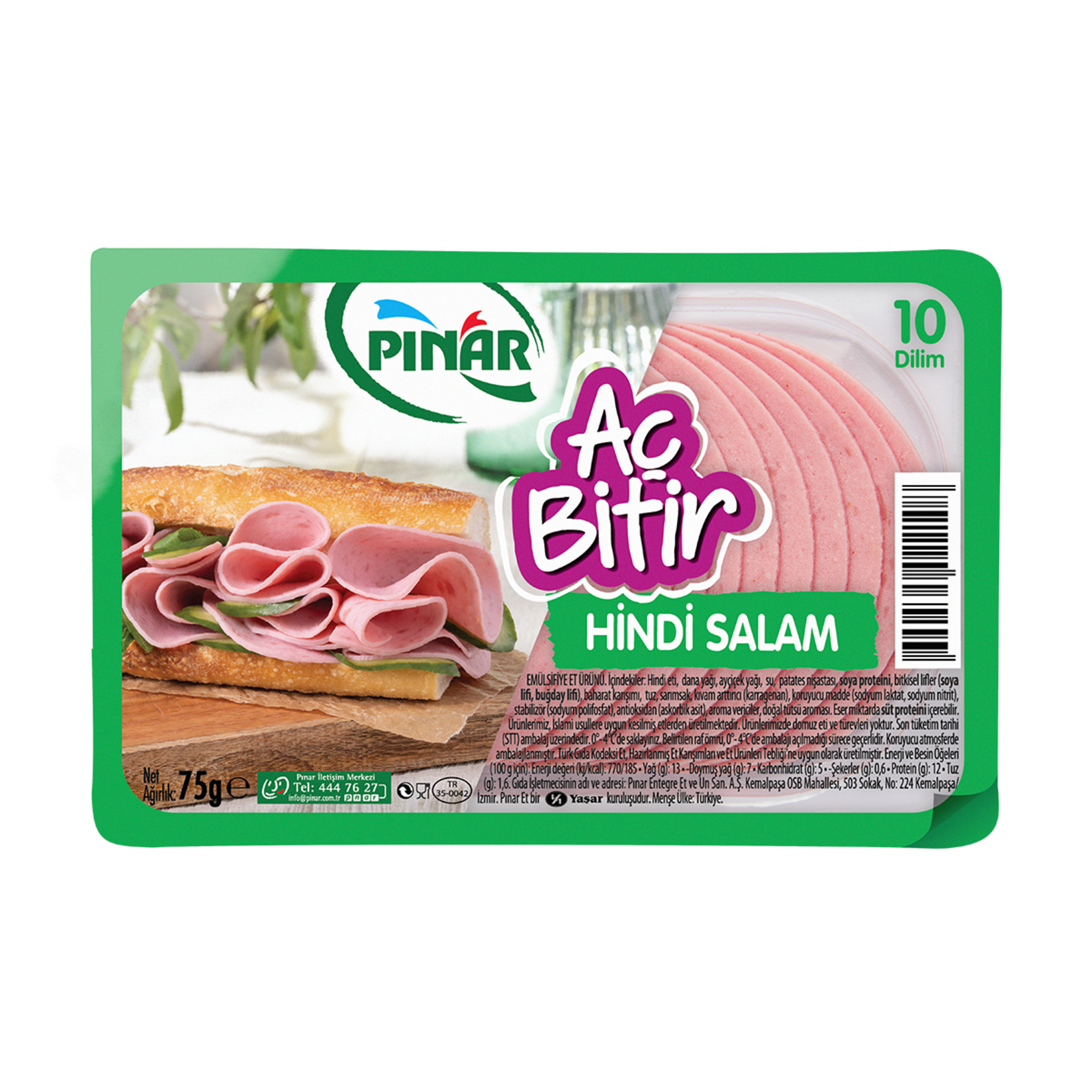 Pınar Aç Bitir Hindi Salam Taze Dilimlenmiş 10 Dilim