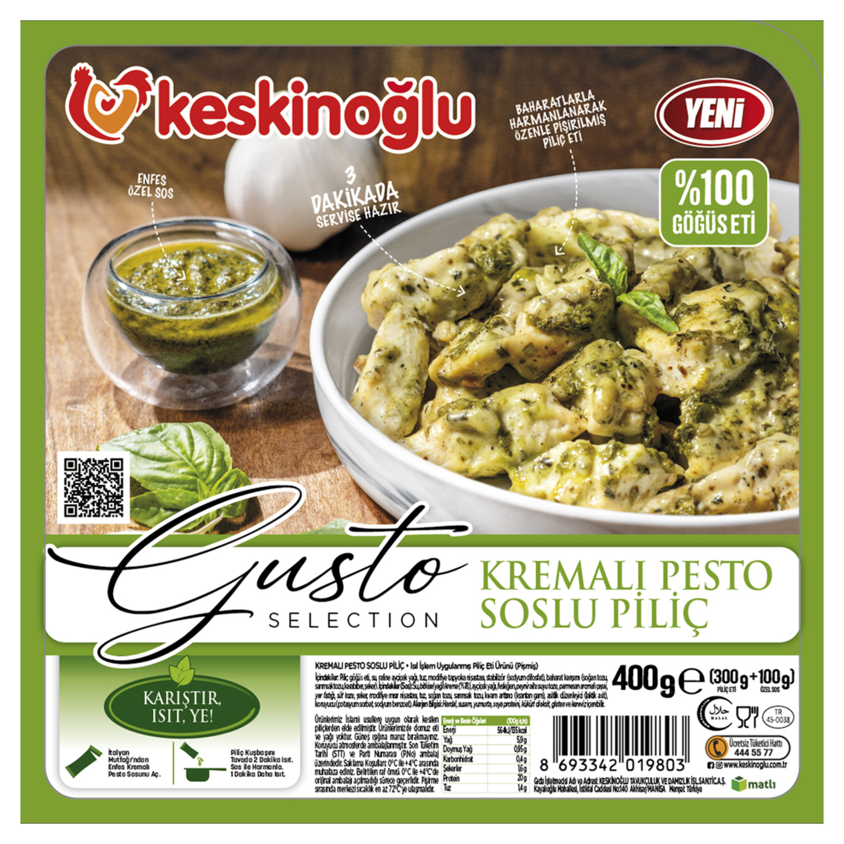 Keskinoğlu Gusto Kremalı Pesto Soslu Piliç
