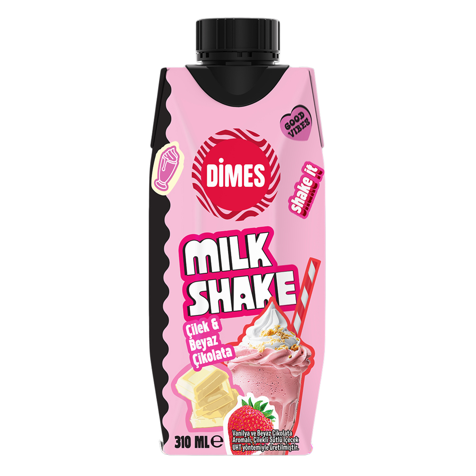 Dimes Vanilya Beyaz Çikolata Aromalı Çilekli Milkshake