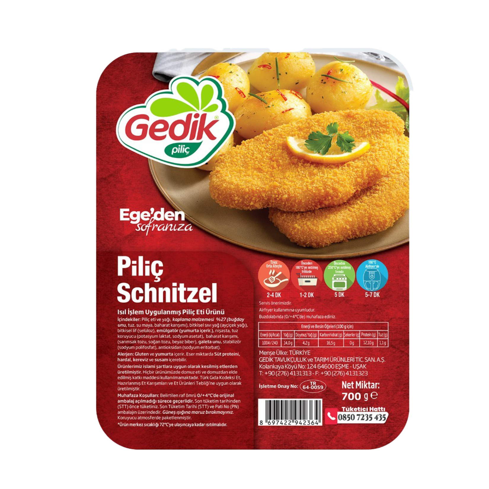 Gedik Pişmiş Piliç Şinitzel 700 g