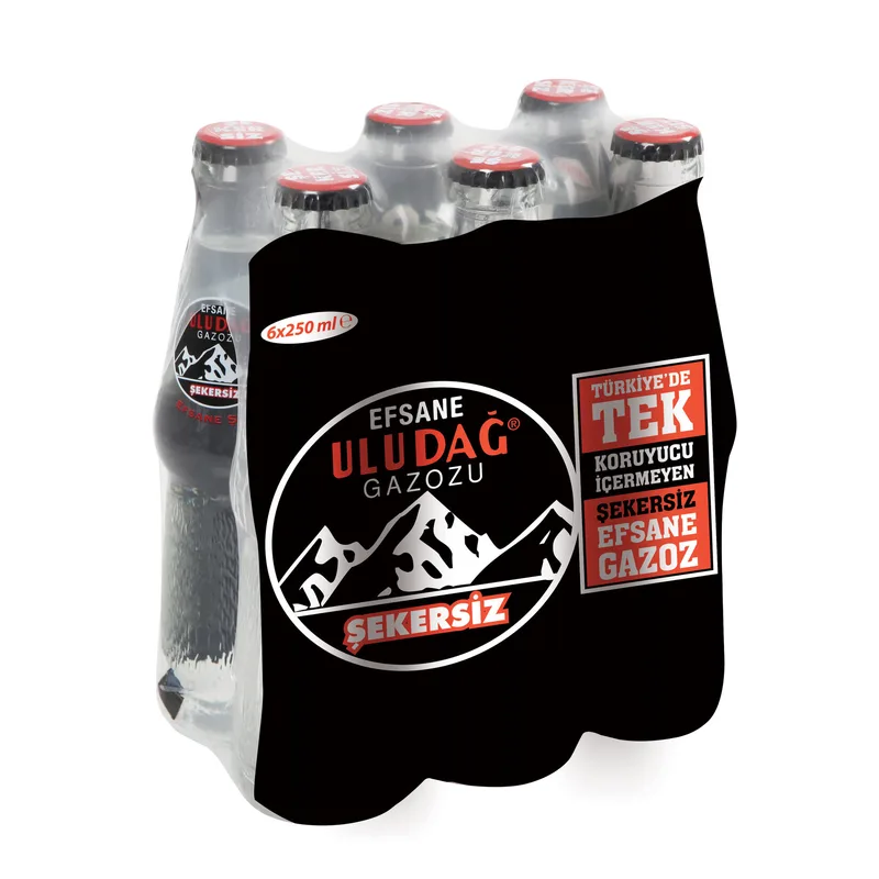 Uludağ Gazoz 6x250 ml Cam Şişe Şekersiz