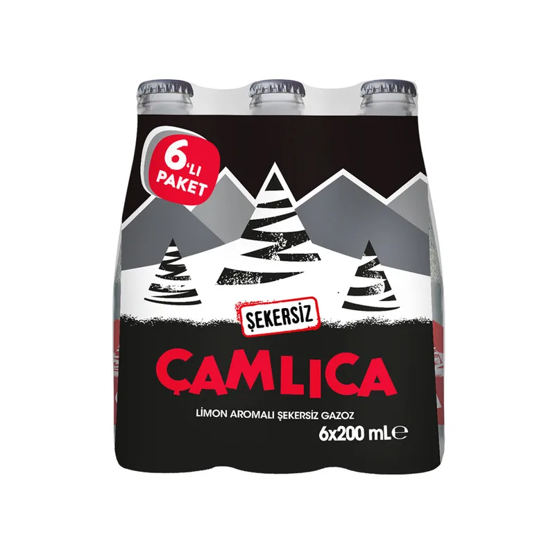 Çamlıca Limonlu Şekersiz Gazoz 6x200 ml Cam Şişe