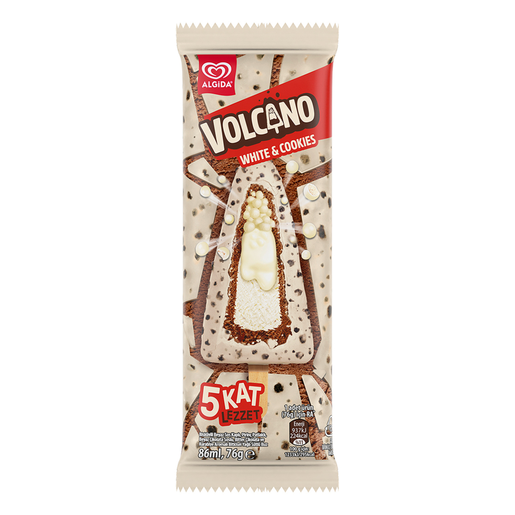 Algida Volcano White & Cookies 86 ml
