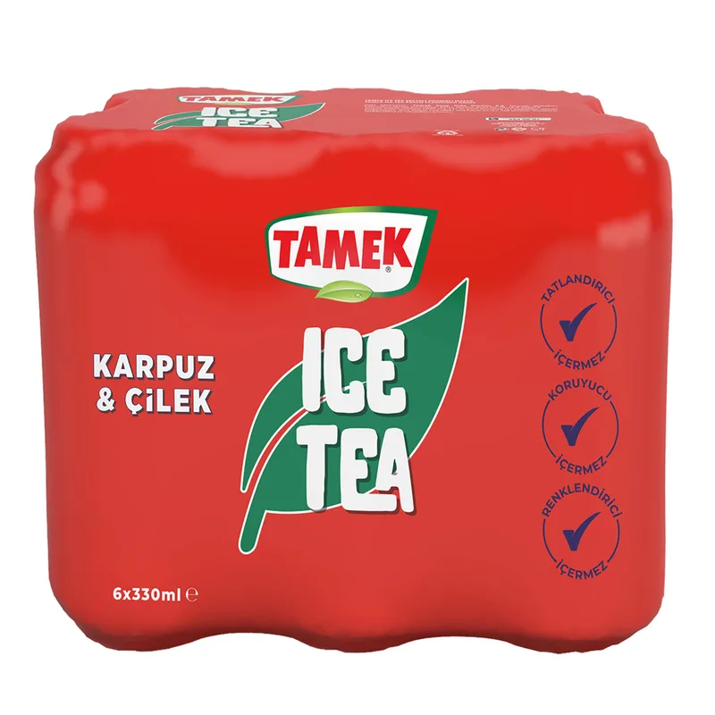 Tamek Ice Tea Karpuz & Çilek 6x330 ml Kutu