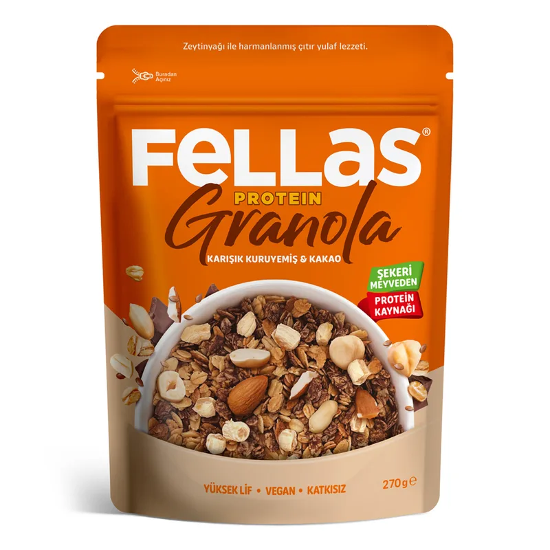 Fellas Vegan Protein Granola Karışık Kuruyemiş & Kakao 270 g