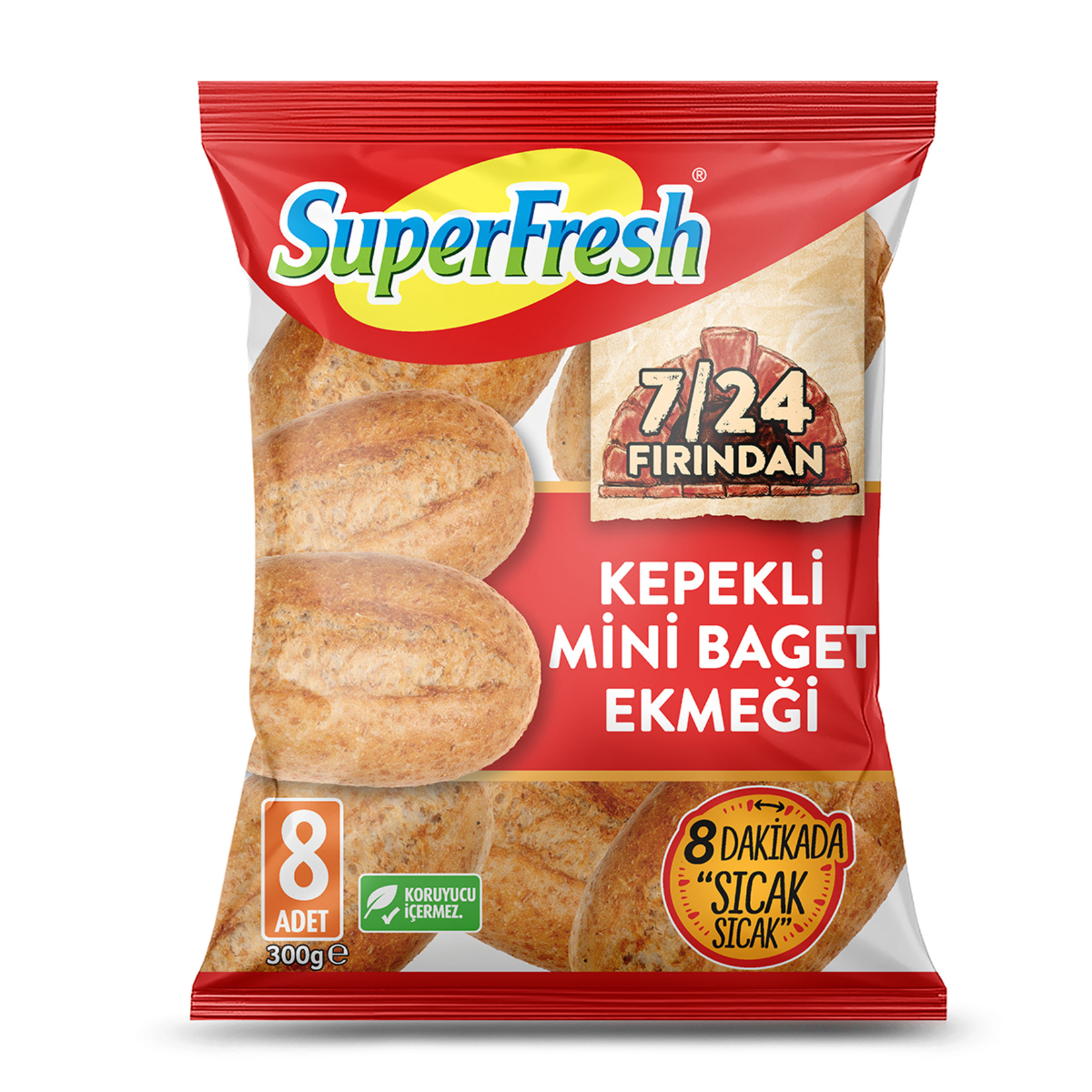 SuperFresh 7/24 Fırından Kepekli Mini Baget Ekmeği