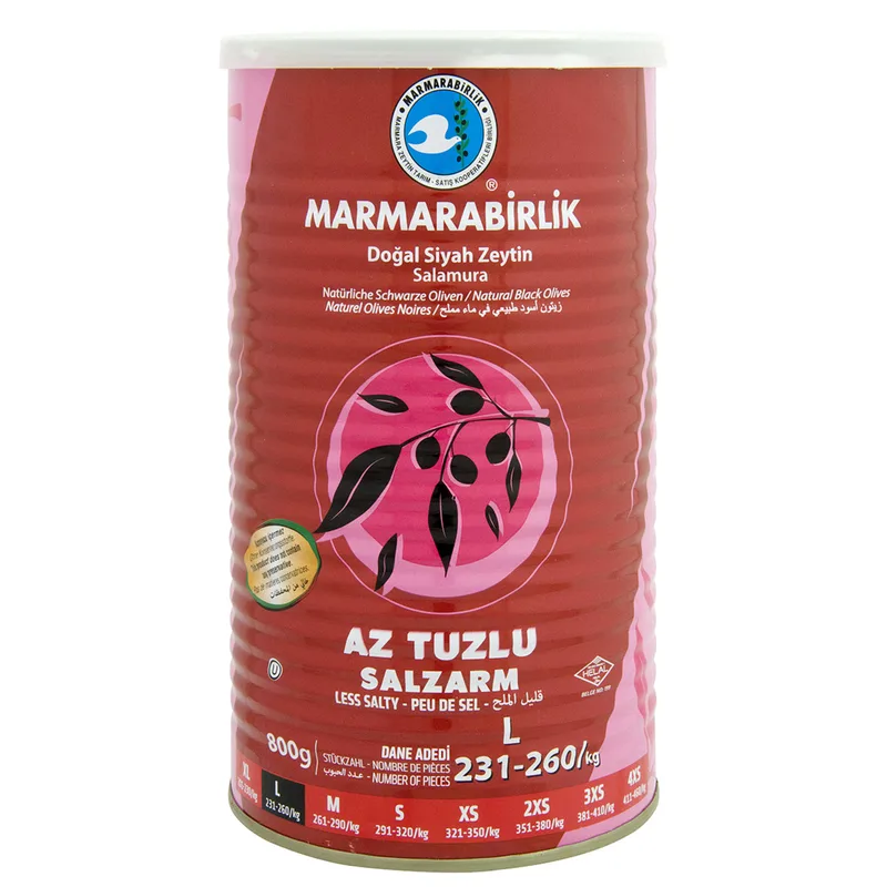Marmarabirlik Hiper Az Tuzlu Siyah Zeytin 231-260 Ad/Kg 800 g