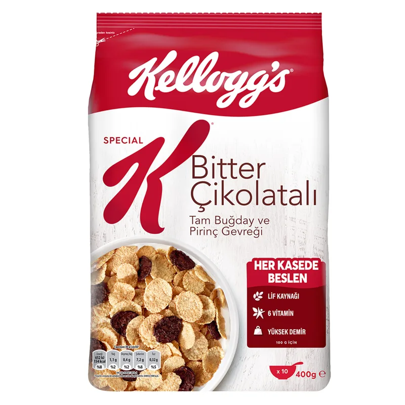 Kellogg's Special K Bitter Çikolatalı Tam Buğday ve Pirinç Gevreği 400 g