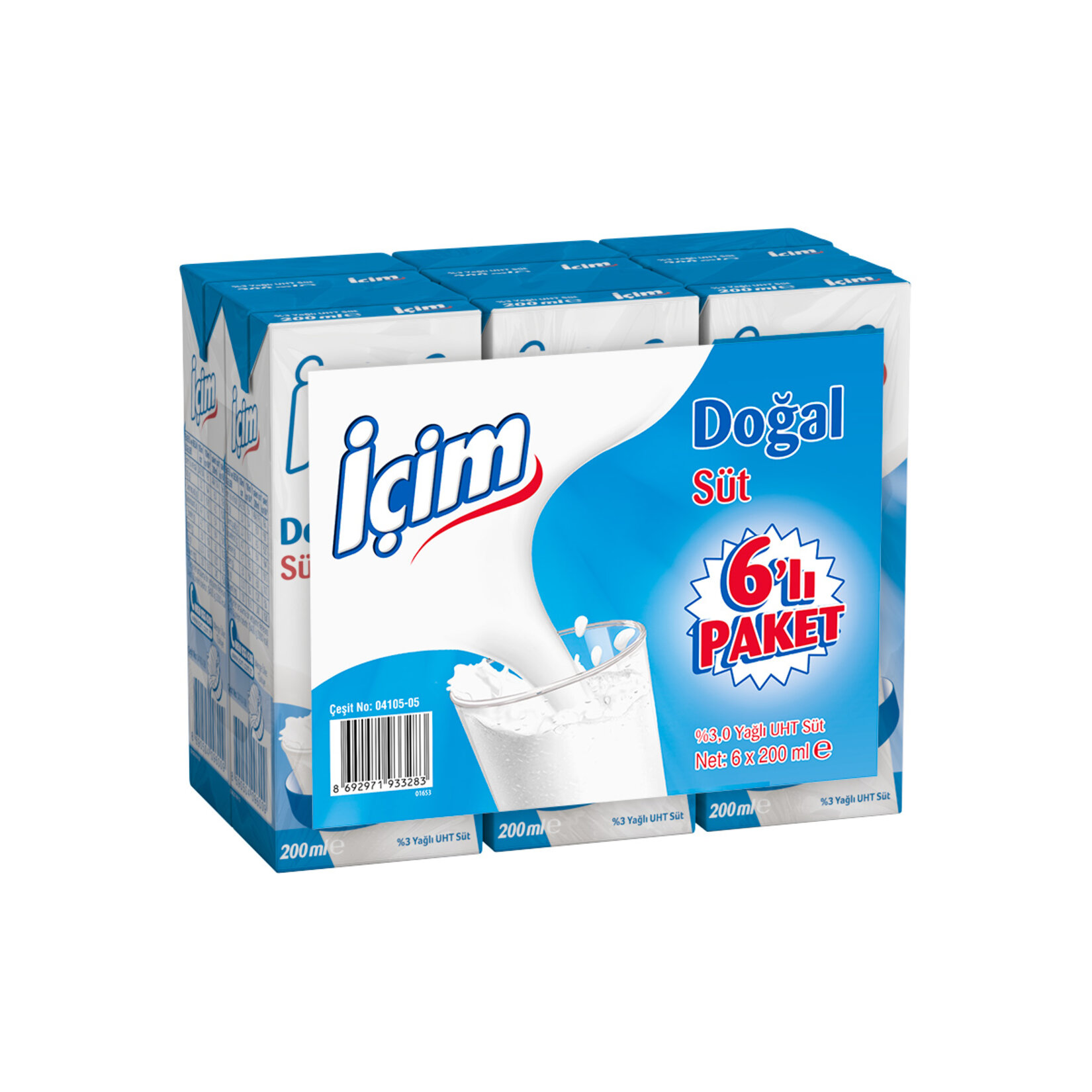 İçim Sade Süt 6x200 ml