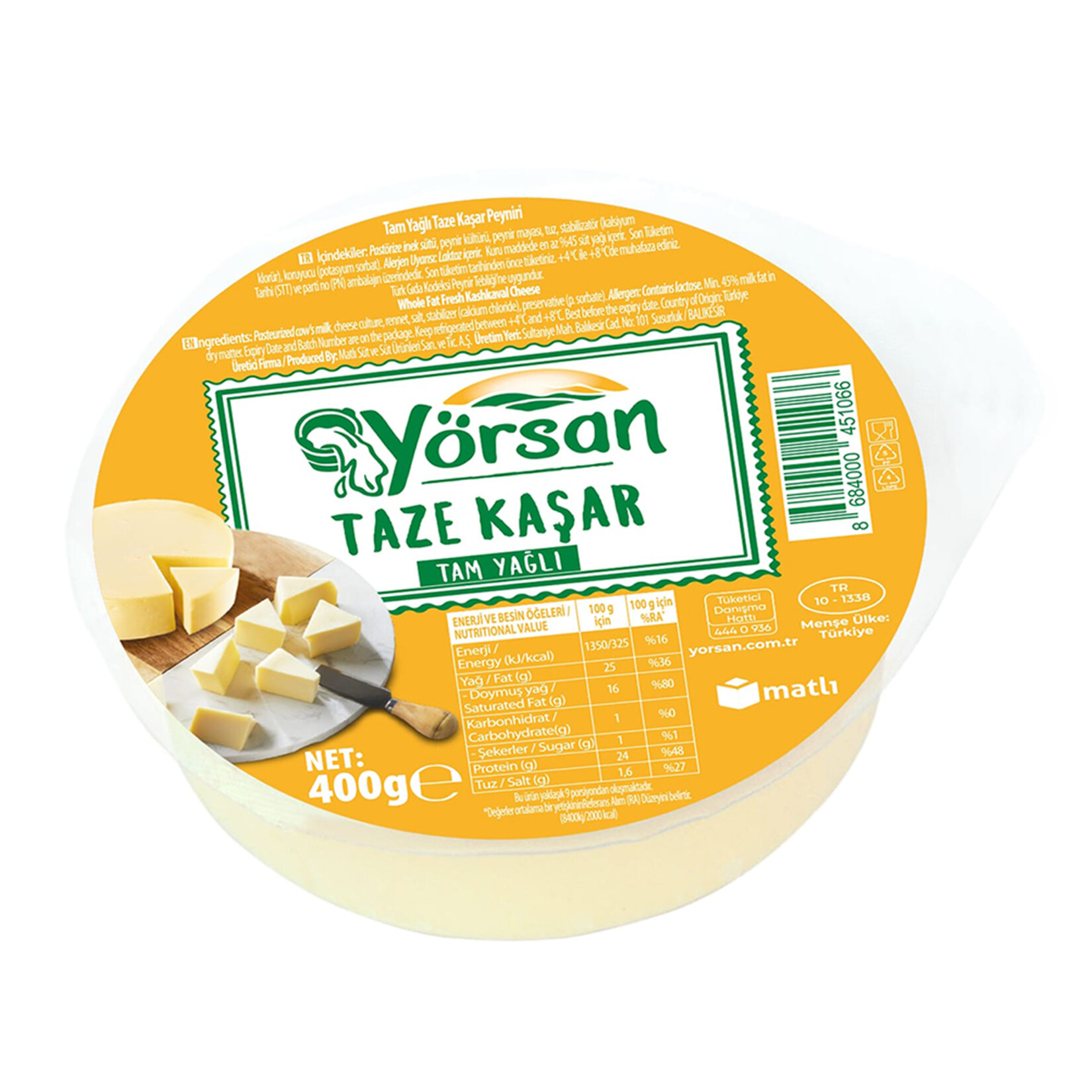 Yörsan Tam Yağlı Kaşar Peyniri