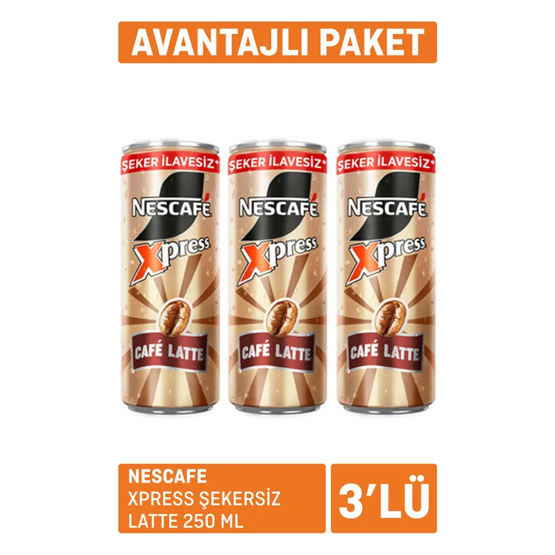 Nescafe Xpress Şekersiz Latte 3x250 ml Paket