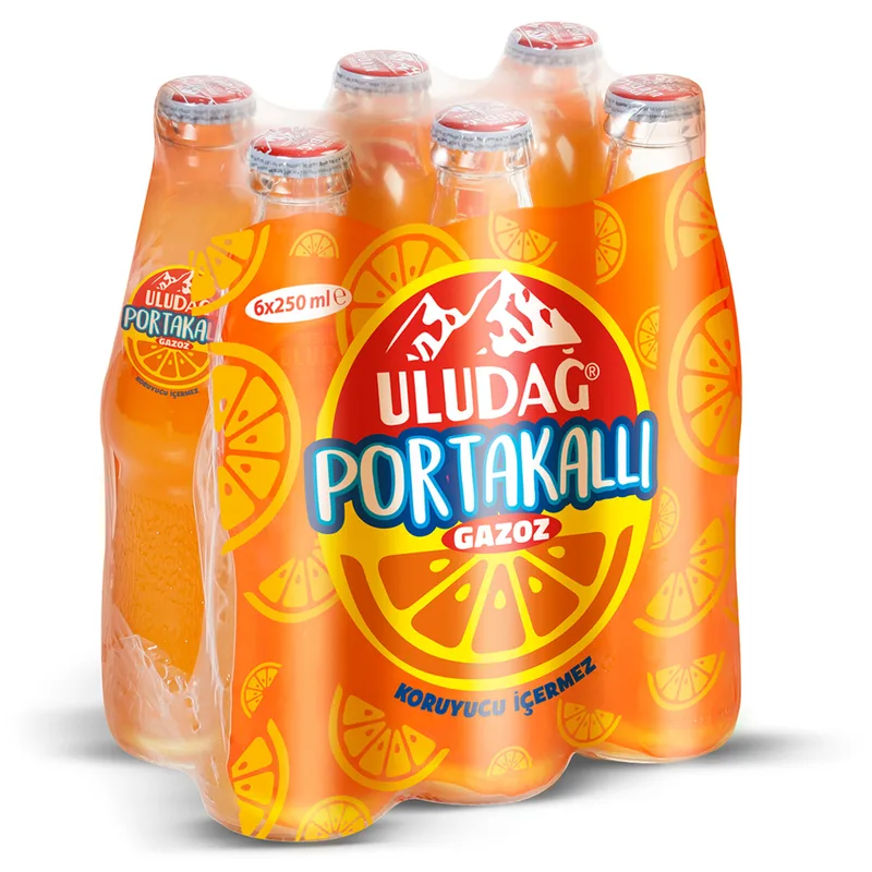 Uludağ Portakallı Gazoz 6x250 ml Cam Şişe