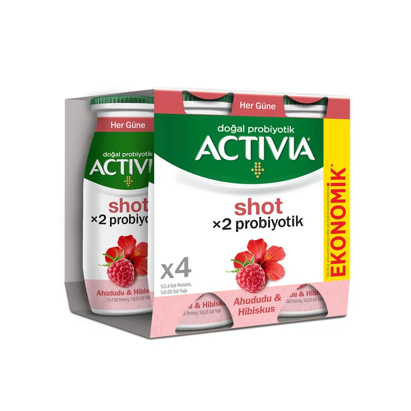 Activia Shot x2 Probiyotik Ahududu & Hibiskus 4x80 ml