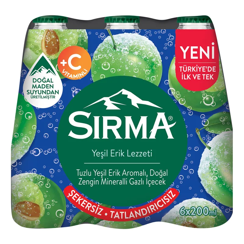 Sırma Maden Suyu C+ Yeşil Erik 6x200 ml