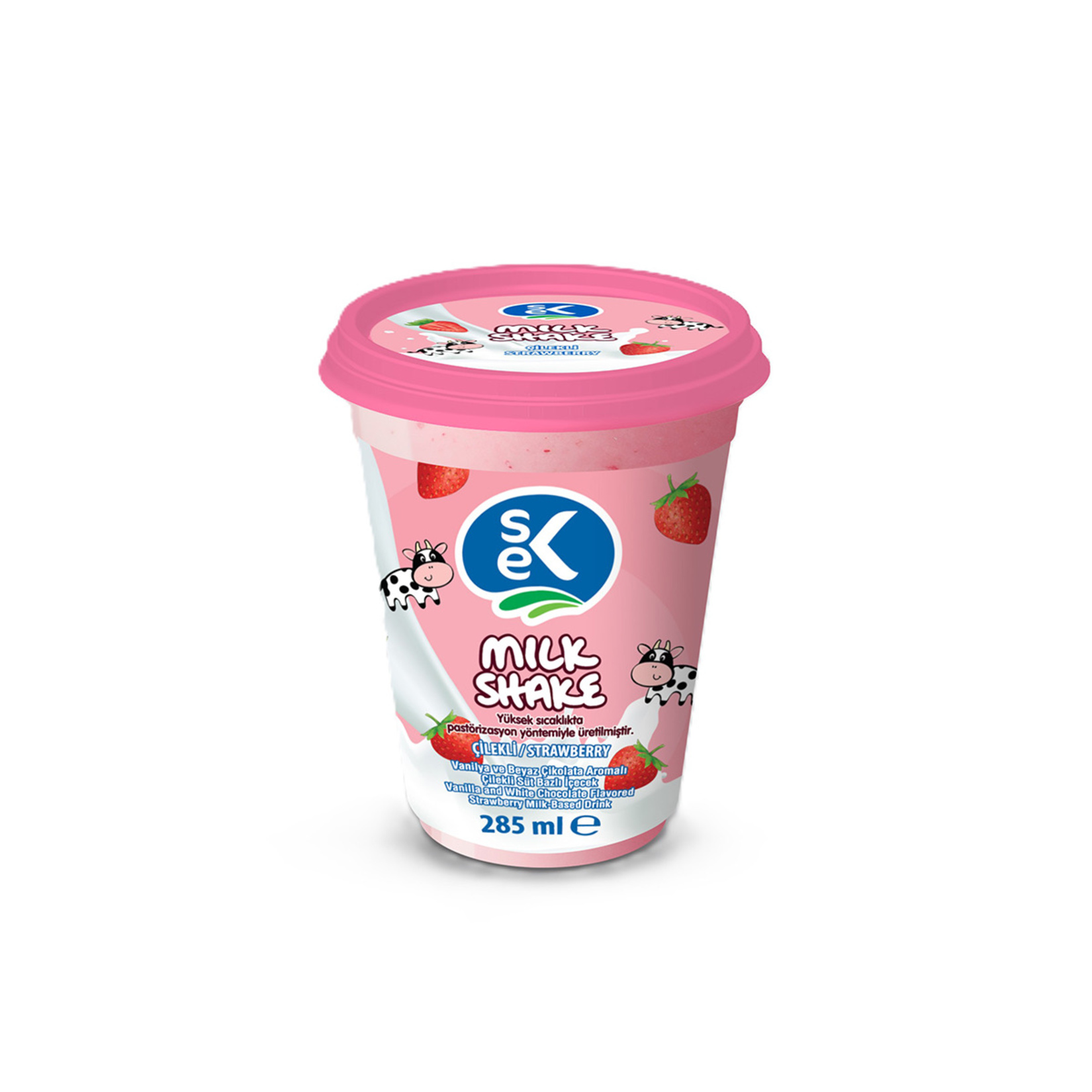 Sek Çilekli Milkshake Bardak 285 ml