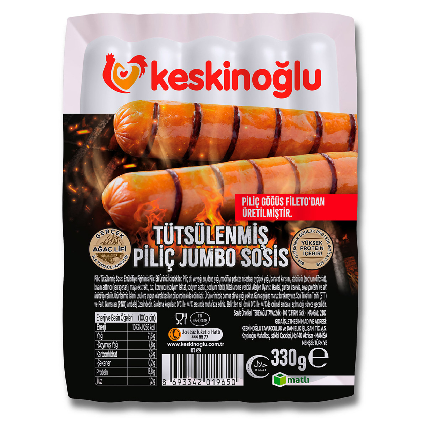 Keskinoğlu Piliç Tütsülenmiş Jumbo Sosis